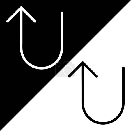 Ilustración de U-Turn, Icono de Vector de señal de tráfico, icono de estilo Lineal, de la colección de iconos de flechas Chevrons and Directions, aislado en fondo blanco y negro. - Imagen libre de derechos