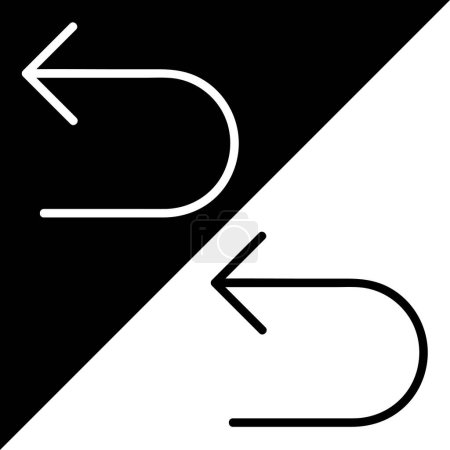 U Turn, Verkehrszeichen Vector Icon, Lineal Stil-Symbol, aus Arrows Chevrons and Directions Icons Collection, isoliert auf schwarzem und weißem Hintergrund.