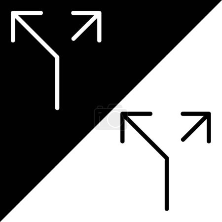 Split or two way direction Vector Icon, Lineal style icon, aus der Arrows Chevrons and Directions icons collection, isoliert auf schwarzem und weißem Hintergrund.