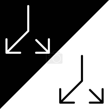 Illustration for Split or two way direction Vector Icon, Lineal style icon, from Arrows Chevrons and Directions icons collection, isolated on Black and white Background. - Royalty Free Image