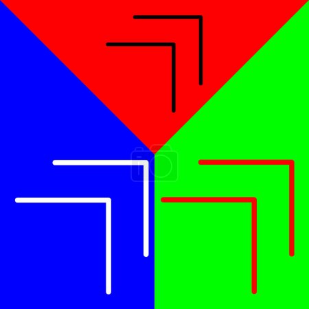 Pfeil oben rechts Vector Icon, Lineal style icon, aus Arrows Chevrons and Directions icons collection, isoliert auf rotem, blauem und grünem Hintergrund.