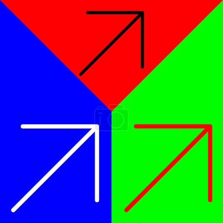 Pfeil nach oben Pfeil-Ecke Vektor-Symbol, lineares Stil-Symbol, aus der Arrows Chevrons and Directions Symbolsammlung, isoliert auf rotem, blauem und grünem Hintergrund.