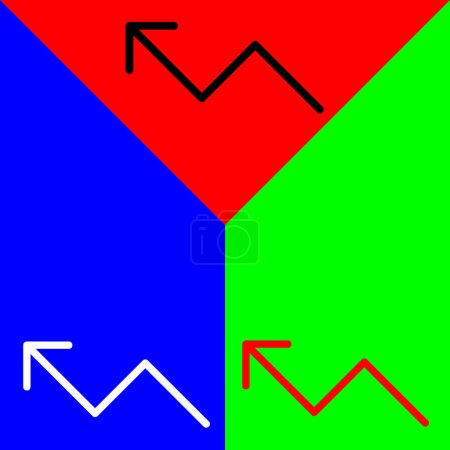 Trend, chat, economic, rise Vector Icon, Lineal style icon, from Arrows Chevrons and Directions icons collection, isolated on Red, Blue and Green Background.