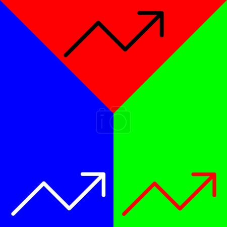 Trend, Chat, Wirtschaft, Aufstieg Vector Icon, Lineal Stil-Symbol, aus Arrows Chevrons and Directions Symbole Sammlung, isoliert auf rotem, blauem und grünem Hintergrund.