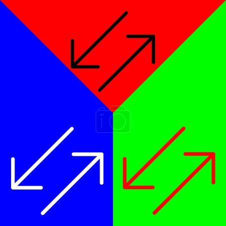 Exchange, arrow, swap Vector Icon, icono de estilo Lineal, de la colección de iconos Arrows Chevrons and Directions, aislado en fondo rojo, azul y verde.