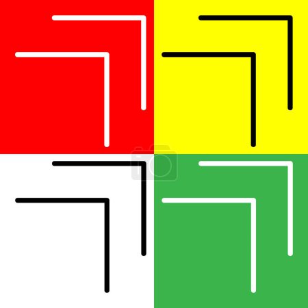 Pfeil oben rechts Vector Icon, Lineal style icon, aus Arrows Chevrons and Directions icons collection, isoliert auf rotem, gelbem, weißem und grünem Hintergrund.