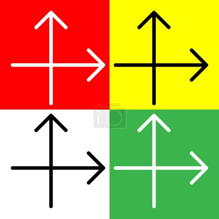 Schnittpunkt Pfeile Vector Icon, lineares Stil-Symbol, aus der Arrows Chevrons and Directions Symbolsammlung, isoliert auf rotem, gelbem, weißem und grünem Hintergrund.