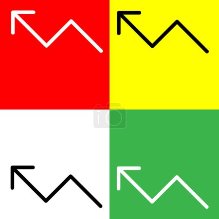 Trend, Chat, Wirtschaft, Aufstieg Vector Icon, Lineal Stil-Symbol, aus Arrows Chevrons and Directions Symbole Sammlung, isoliert auf rotem, gelbem, weißem und grünem Hintergrund.