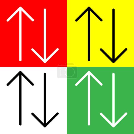 Ilustración de Intercambiar vertical, arriba y abajo icono del vector, icono de estilo Lineal, de la colección de iconos flechas Chevrons and Directions, aislado en fondo rojo, amarillo, blanco y verde. - Imagen libre de derechos