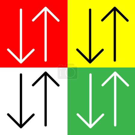 Ilustración de Intercambiar icono vectorial vertical, icono de estilo Lineal, de la colección de iconos de flechas Chevrons and Directions, aislado en fondo rojo, amarillo, blanco y verde. - Imagen libre de derechos