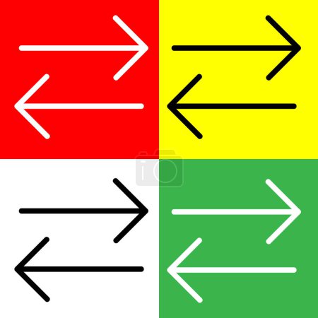 Échangez ou échangez l'icône vectorielle, icône de style linéaire, de la collection d'icônes des flèches Chevrons et directions, isolée sur fond rouge, jaune, blanc et vert.