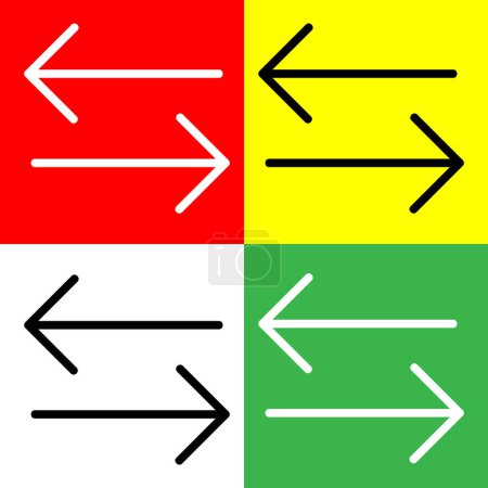 Reciclaje recurrencia, renovación, recarga, intercambio o Swap Vector Icono, icono de estilo Lineal, de la colección de iconos Flechas Chevrons and Directions, aislado en fondo rojo, amarillo, blanco y verde.