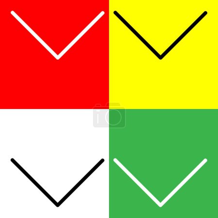 Down or Download arrow Vector Icon, Lineal style icon, from Arrows Chevrons and Directions icons collection, isolated on Red, Yellow, White and Green Background.