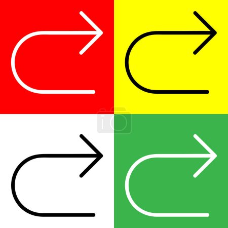 U Turn Vector Icon, lineares Stilikon, aus der Arrows Chevrons and Directions Icons Sammlung, isoliert auf rotem, gelbem, weißem und grünem Hintergrund.