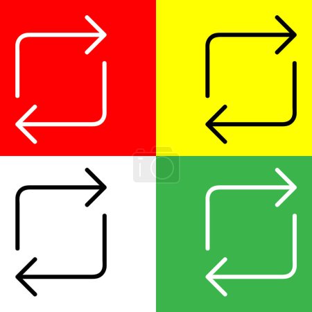 Repetir, Loop or Refresh Vector Icon, icono de estilo Lineal, de la colección de iconos de flechas Chevrons and Directions, aislado en fondo rojo, amarillo, blanco y verde.