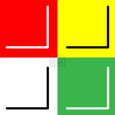 Icono vectorial de esquina inferior derecha, icono de estilo Lineal, de la colección de iconos de flechas Chevrons and Directions, aislado en fondo rojo, amarillo, blanco y verde.