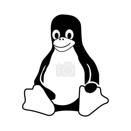 Linux vector icon. Black and white linux logo.