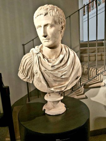 Photo for Mantua, Italy, February 4, 2024: marble statue from the 1st century BC. depicting the emperor Augustus exhibited in the MACA museum - Mantua Ancient Collections. - Royalty Free Image