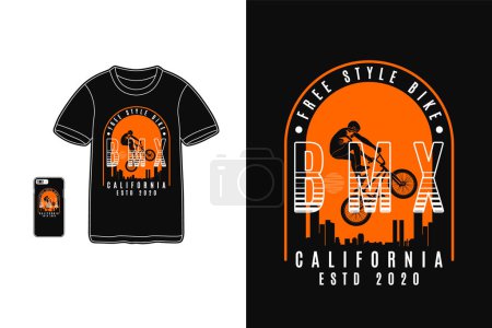 Illustration for Bmx free style bike, t-shirt design silhouette style - Royalty Free Image