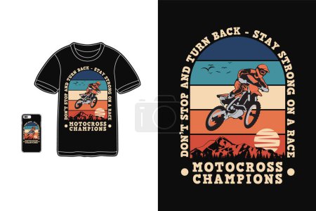 Téléchargez les illustrations : Championnes de motocross, silhouette design t-shirt style rétro - en licence libre de droit
