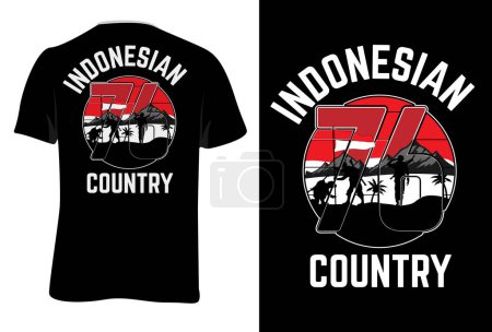 Illustration for Mock Up T-Shirt Indonesian Country Retro Vintage Style - Royalty Free Image