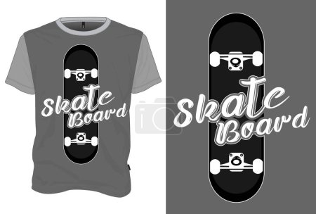 Illustration for Mock Up T-Shirt Skateboard Retro Vintage Style - Royalty Free Image