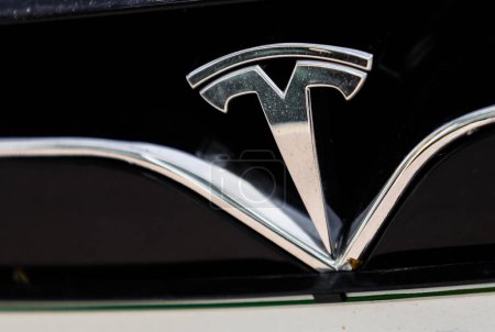 Photo for Tesla company logo on a car - Royalty Free Image