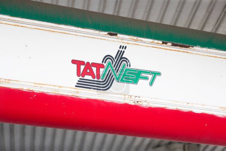 Photo for The logo of the Russian oil company Tatneft at a gas station in the afternoon - Royalty Free Image