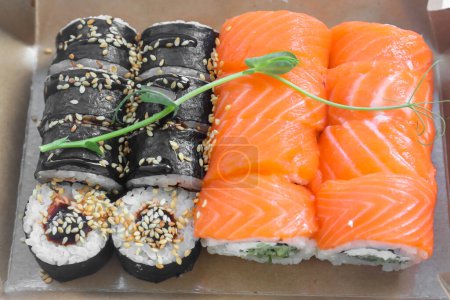 Set of traditional Japanese sushi (Makizushi)