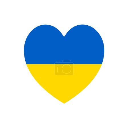 Illustration for Vector Flat National Ukrainian Heart Flag Icon. Blue and Yellow colors on White Background. Stop War and Support Ukraine. - Royalty Free Image