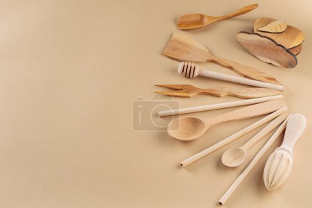 Wooden Utensils and Eco-Friendly Kitchenware, Sustainable Living Essentials, Copy Space