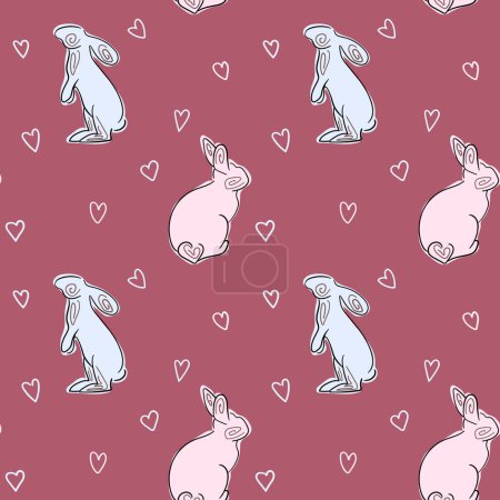 Illustration for Rabbits seamless pattern. Chinese rabbit. - Royalty Free Image