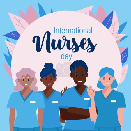 Téléchargez les illustrations : La National Nurses Week est célébrée aux États-Unis du 6 au 12 mai de chaque année, pour souligner la contribution des infirmières à la société. Illustration vectorielle - en licence libre de droit