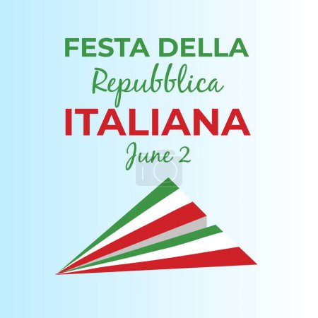 Illustration for Italian republic day, 2th June, festa della repubblica Italiana, bent waving ribbon in colors of the Italian national flag. Celebration background. - Royalty Free Image