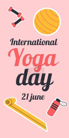 Illustration for International Yoga Day. Flat vector illustration. Vertical banners and wallpaper for social media stories - Royalty Free Image