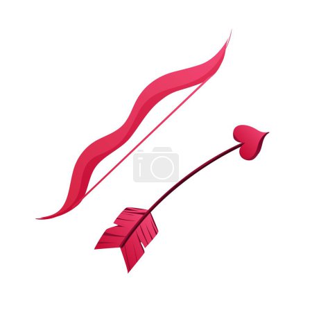 Cupid s bow and arrow On a white background. Vector, cartoon style. can be used to create charming and romantic Valentine s Day cards, gift tags, or social media posts, evoking feelings of love and affection for the holiday