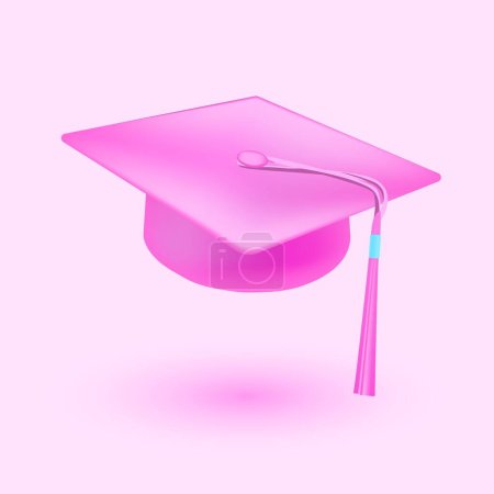 Ilustración 3D sombrero graduado. Vector. Perfecto para diseños de celebración, anuncios de graduación, materiales educativos y más.