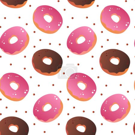 Téléchargez les illustrations : Donuts motif sans couture. Parfait pour divers projets comme le textile, l'artisanat du papier, et plus encore. vecteur. - en licence libre de droit