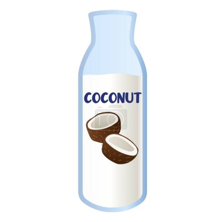 Téléchargez les illustrations : Lait de coco sur fond blanc. Du lait végétal. Vecteur - en licence libre de droit
