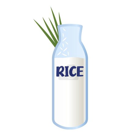 Téléchargez les illustrations : Lait de riz sur fond blanc. Lait d'origine végétale. vecteur. Produits végétariens - en licence libre de droit