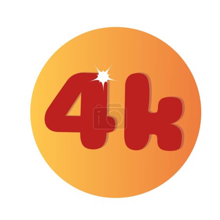 4k Ultra-High-Definition-Fernsehtechnologie goldenes Logo-Symbol isoliert auf weißem Hintergrund mit Reflexionseffekt