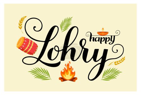 Illustration for Happy Lohri Festival Of Punjab - Royalty Free Image