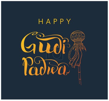 Téléchargez les illustrations : Illustration de Gudi Padwa (Nouvel An lunaire) célébration de l'Inde - en licence libre de droit