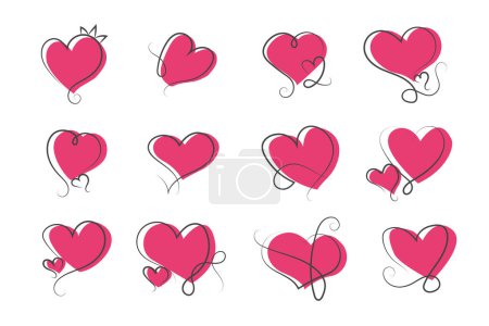 Ilustración de Corazón Rojo signo de amor para siempre Corte por láser. Símbolos románticos y de boda, Elemento plano del día de San Valentín - Imagen libre de derechos
