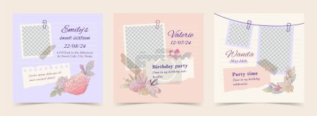 Illustration for Floral Birthday Instagram Template - Royalty Free Image