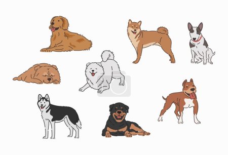 Ilustración de Dogs vector in flat design - Imagen libre de derechos