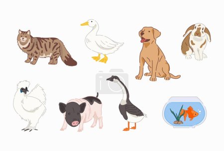 Ilustración de Pets vector in flat design - Imagen libre de derechos