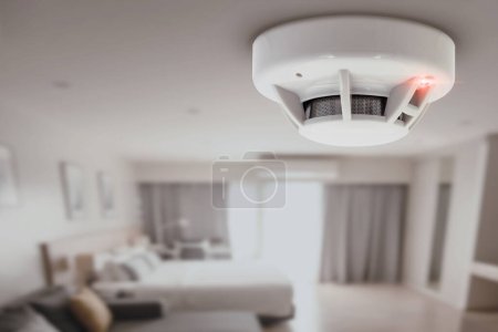 detector de humo detector de alarma de incendios instalación de dispositivos de seguridad en el hogar techo de la habitación de hotel
