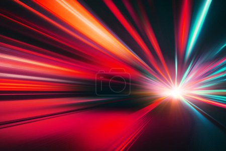 Photo for Blur light trail high speed powerful moving forward night vivid colorful illustration abstract for background - Royalty Free Image