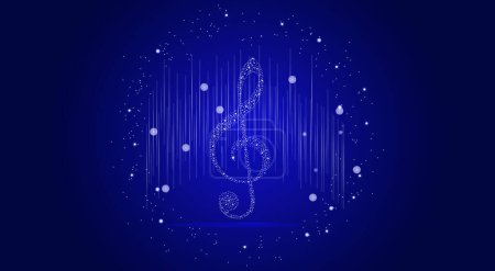 Photo for Musical background with clef glow, shiny, twinkling stars. - Royalty Free Image